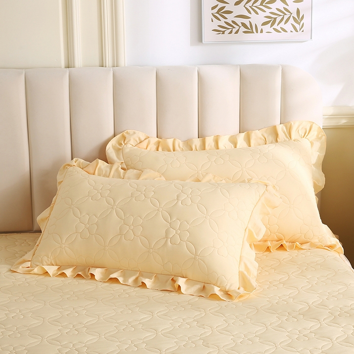 91家纺网 家纺一手货源 找家纺 怡源梦 2026新款清新雅致单被套床裙单品床裙单件 柠檬黄