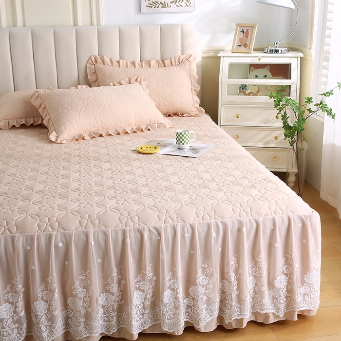 91家纺网 家纺一手货源 找家纺 怡源梦 2026新款清新雅致单被套床裙单品床裙单件 金典驼