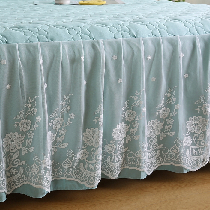 91家纺网 家纺一手货源 找家纺 怡源梦 2026新款清新雅致单被套床裙单品床裙单件 浅兰