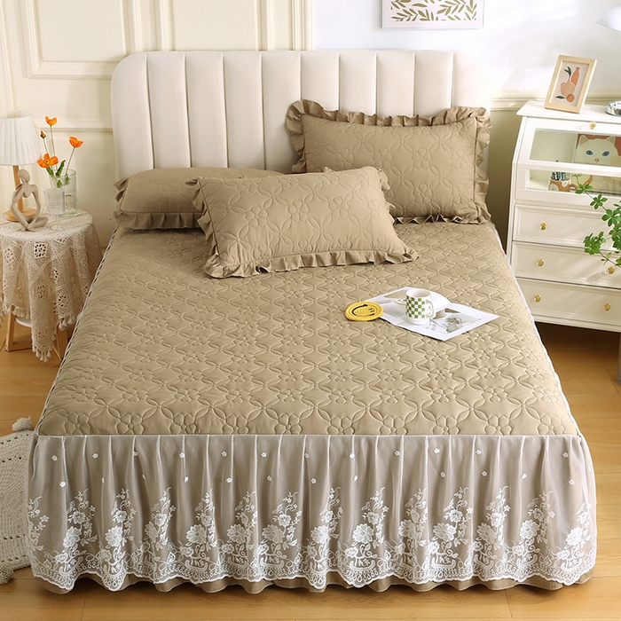 91家纺网 家纺一手货源 找家纺 怡源梦 2026新款清新雅致单被套床裙单品床裙单件 新黄绿