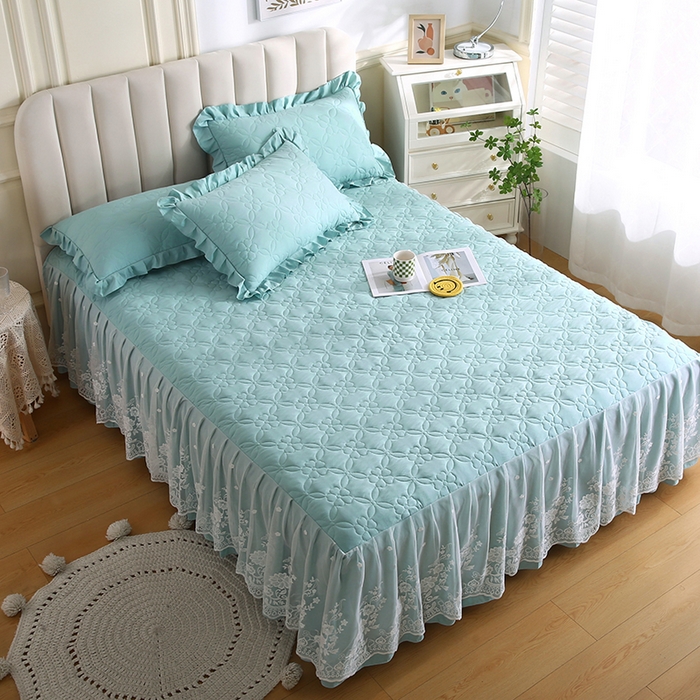 91家纺网 家纺一手货源 找家纺 怡源梦 2026新款清新雅致单被套床裙单品床裙单件 浅兰