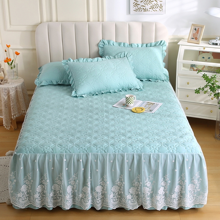 91家纺网 家纺一手货源 找家纺 怡源梦 2026新款清新雅致单被套床裙单品床裙单件 浅兰