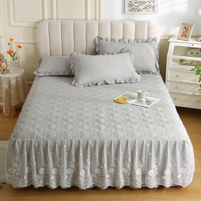 91家纺网 家纺一手货源 找家纺 怡源梦 2026新款清新雅致单被套床裙单品床裙单件 星光灰