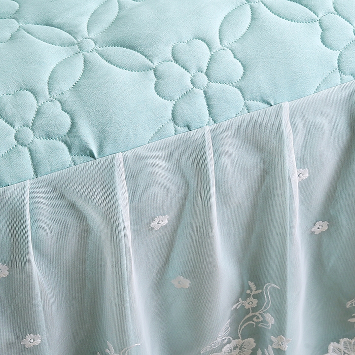 91家纺网 家纺一手货源 找家纺 怡源梦 2026新款清新雅致单被套床裙单品床裙单件 浅兰