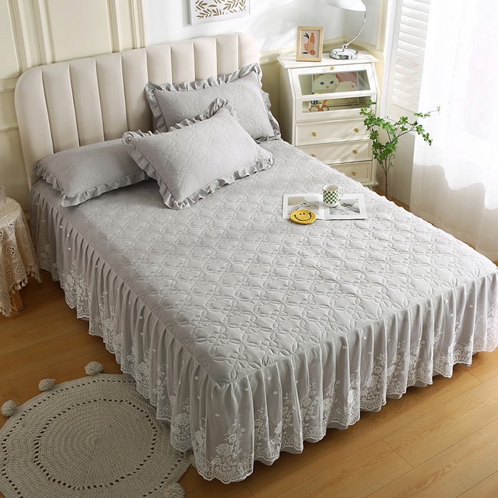 91家纺网 家纺一手货源 找家纺 怡源梦 2026新款清新雅致单被套床裙单品床裙单件 星光灰