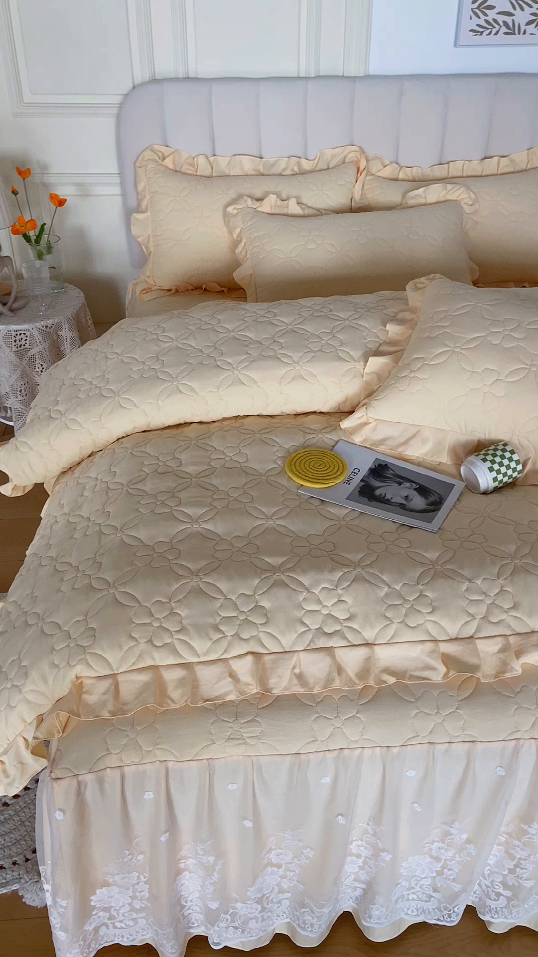 91家纺网 家纺一手货源 找家纺 怡源梦 2026新款清新雅致单被套床裙单品床裙单件 金典驼