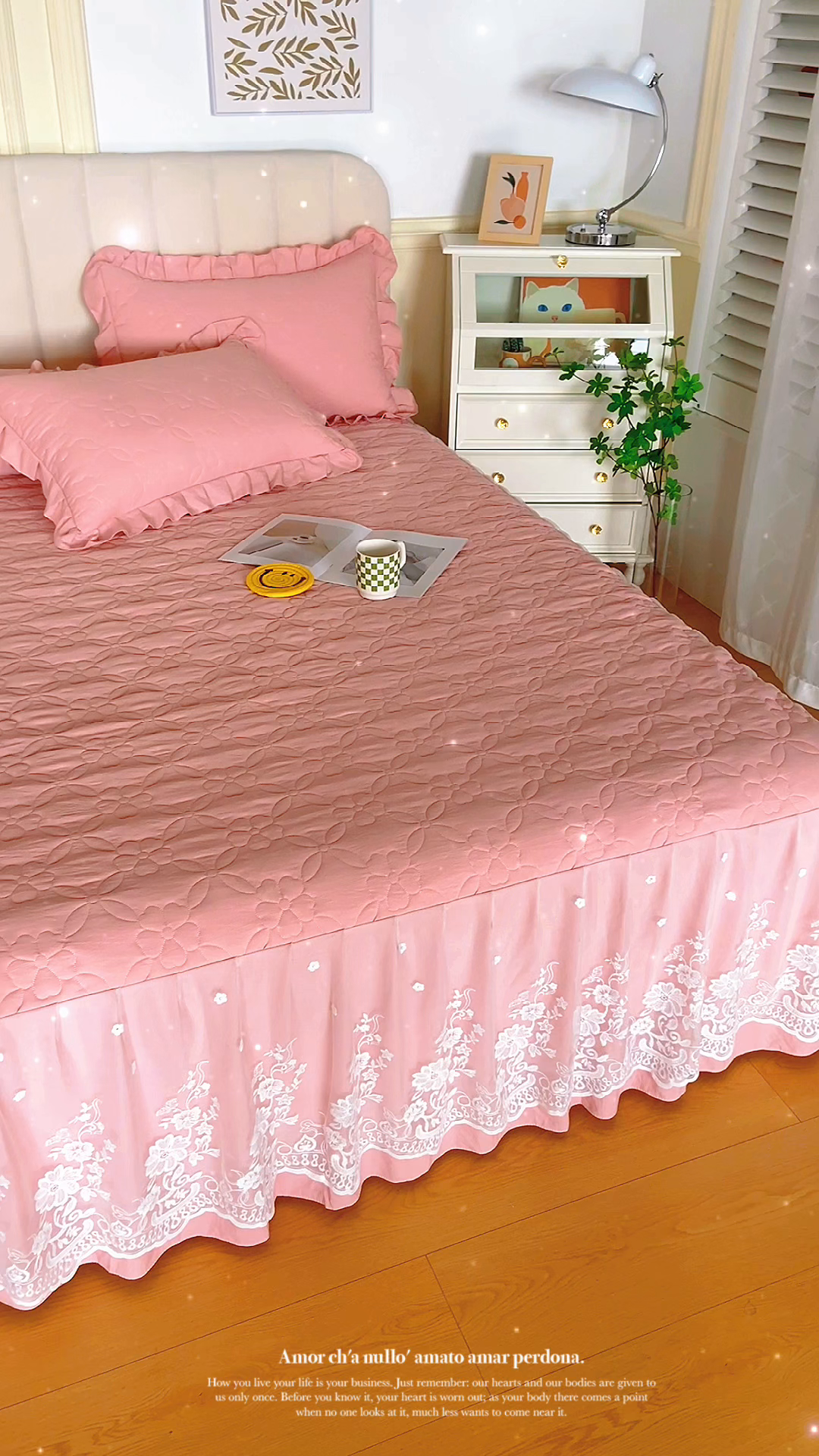 91家纺网 家纺一手货源 找家纺 怡源梦 2026新款清新雅致单被套床裙单品床裙单件 粉玉