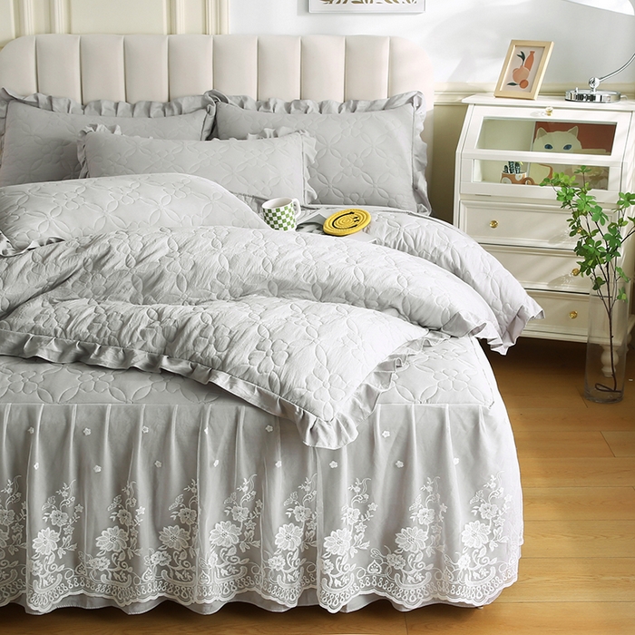 91家纺网 家纺一手货源 找家纺 怡源梦 2026新款清新雅致四件套 星光灰