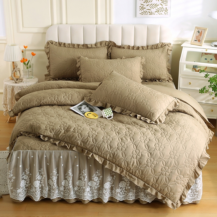 91家纺网 家纺一手货源 找家纺 怡源梦 2026新款清新雅致四件套 新黄绿