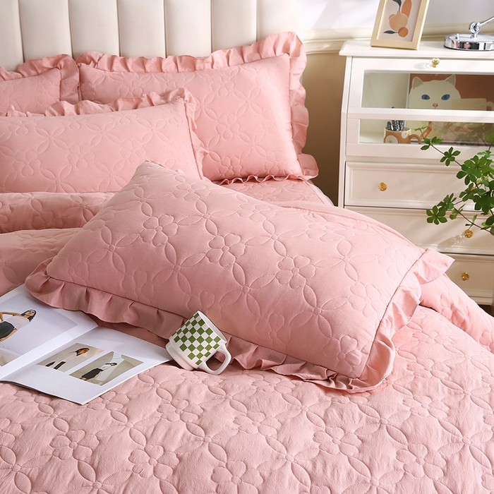 91家纺网 家纺一手货源 找家纺 怡源梦 2026新款清新雅致四件套 粉玉