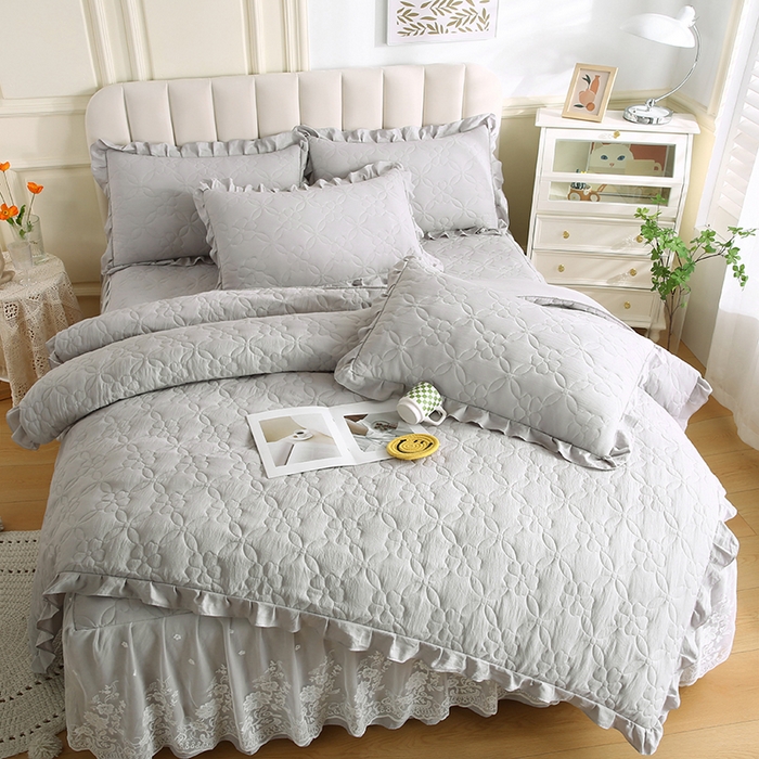 91家纺网 家纺一手货源 找家纺 怡源梦 2026新款清新雅致四件套 星光灰