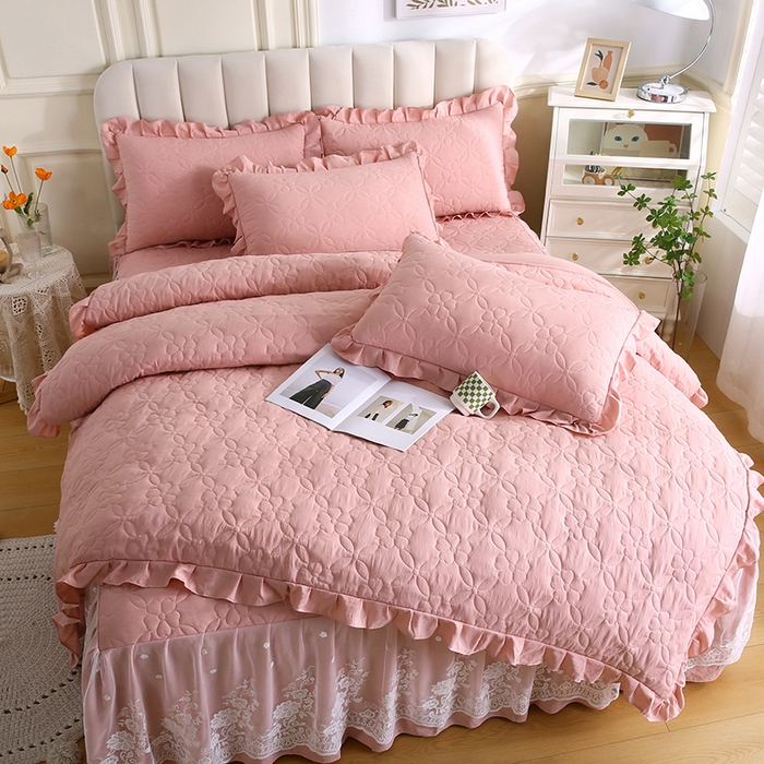 91家纺网 家纺一手货源 找家纺 怡源梦 2026新款清新雅致四件套 粉玉