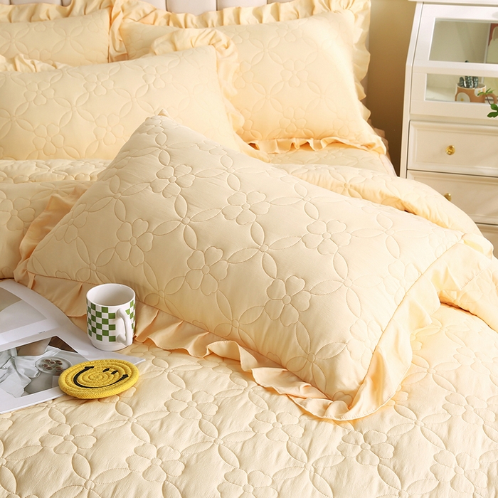 91家纺网 家纺一手货源 找家纺 怡源梦 2026新款清新雅致四件套 柠檬黄