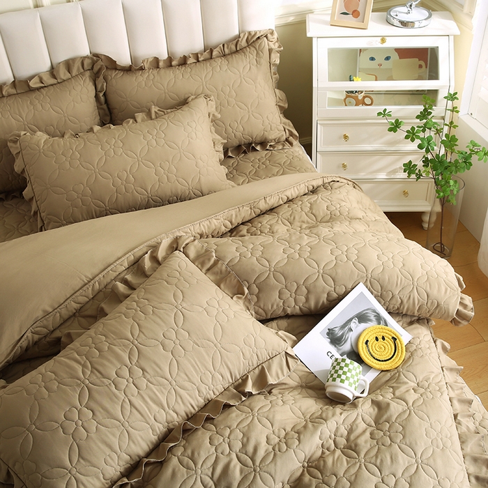 91家纺网 家纺一手货源 找家纺 怡源梦 2026新款清新雅致四件套 新黄绿