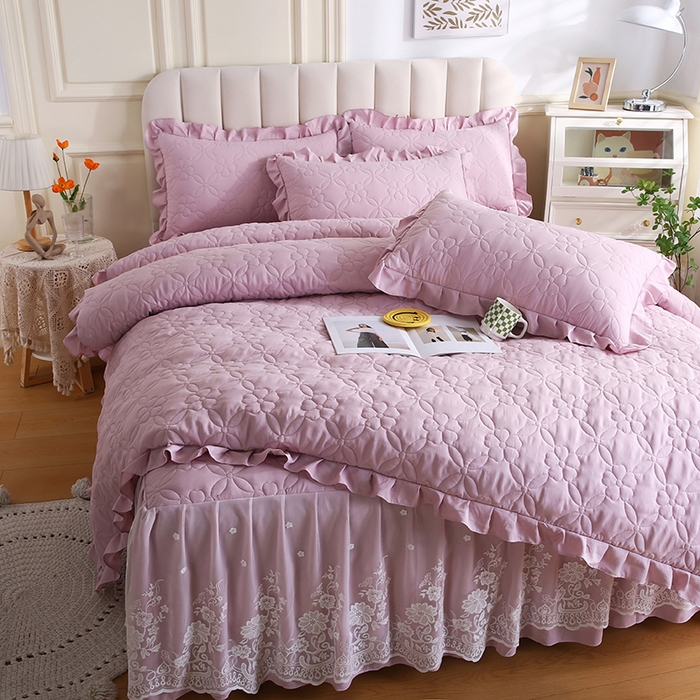 91家纺网 家纺一手货源 找家纺 怡源梦 2026新款清新雅致四件套 淡雅紫