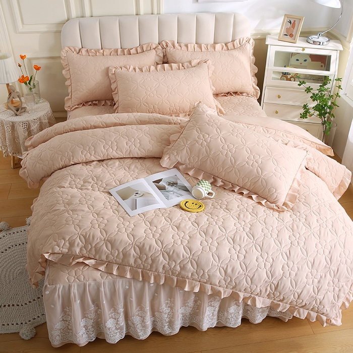 91家纺网 家纺一手货源 找家纺 怡源梦 2026新款清新雅致四件套 金典驼