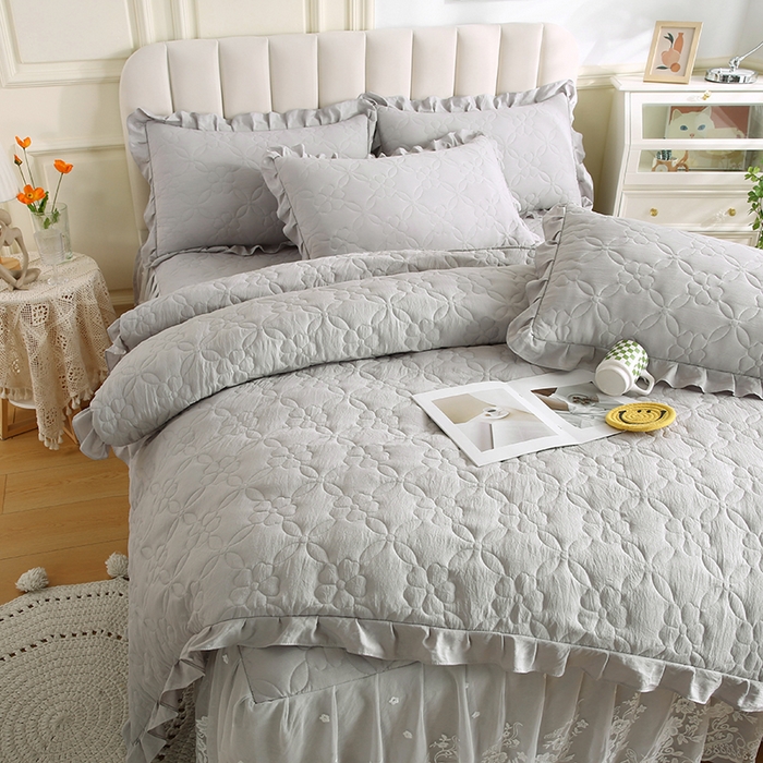 91家纺网 家纺一手货源 找家纺 怡源梦 2026新款清新雅致四件套 星光灰