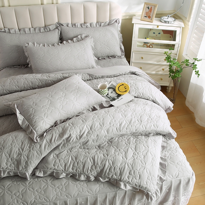 91家纺网 家纺一手货源 找家纺 怡源梦 2026新款清新雅致四件套 星光灰