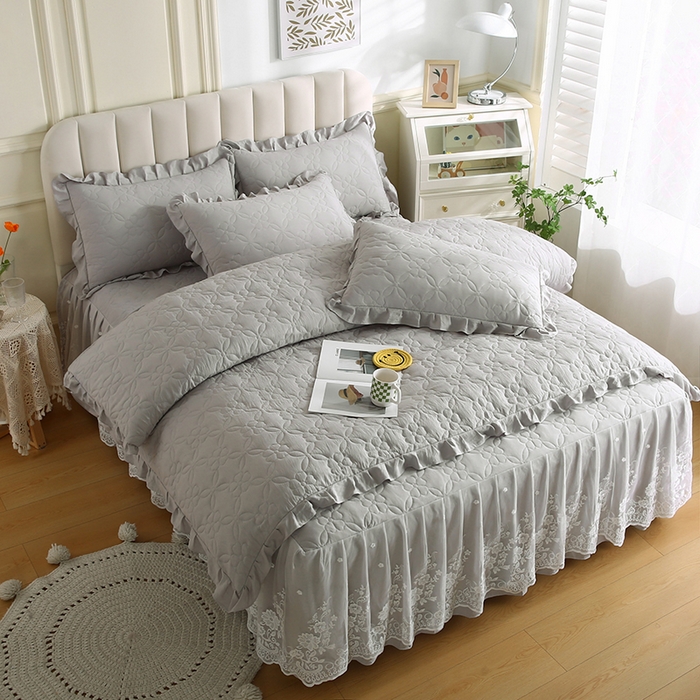 91家纺网 家纺一手货源 找家纺 怡源梦 2026新款清新雅致四件套 星光灰