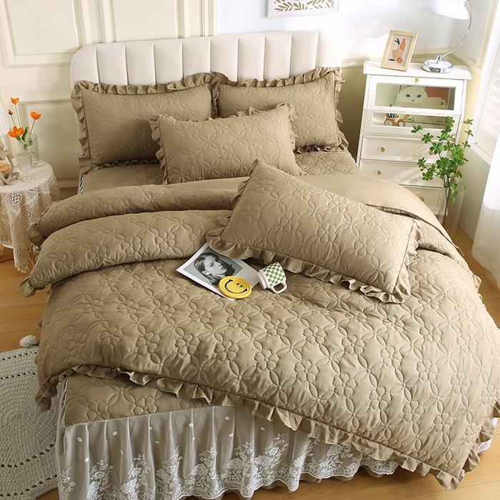 91家纺网 家纺一手货源 找家纺 怡源梦 2026新款清新雅致四件套 新黄绿