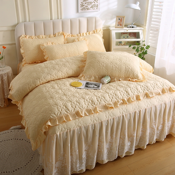 91家纺网 家纺一手货源 找家纺 怡源梦 2026新款清新雅致四件套 柠檬黄