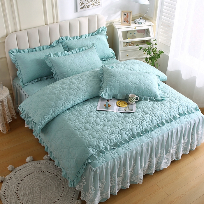 91家纺网 家纺一手货源 找家纺 怡源梦 2026新款清新雅致四件套 浅兰