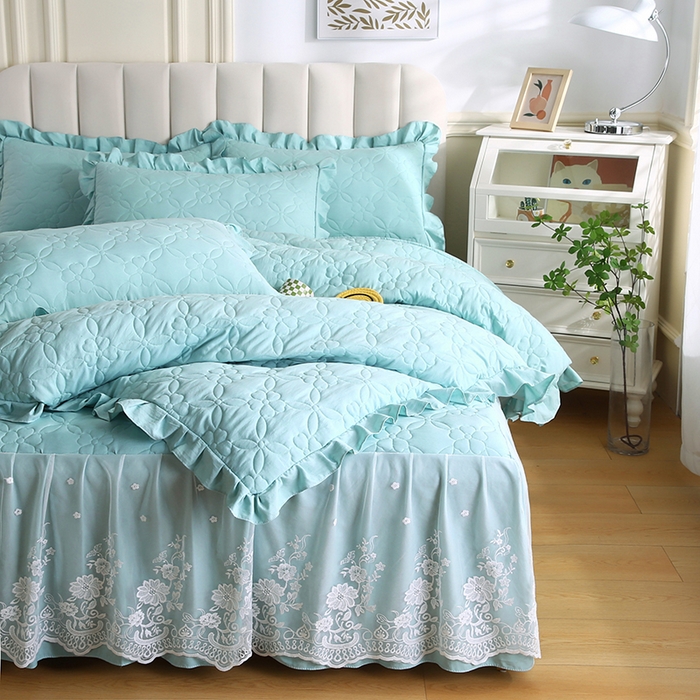 91家纺网 家纺一手货源 找家纺 怡源梦 2026新款清新雅致四件套 浅兰