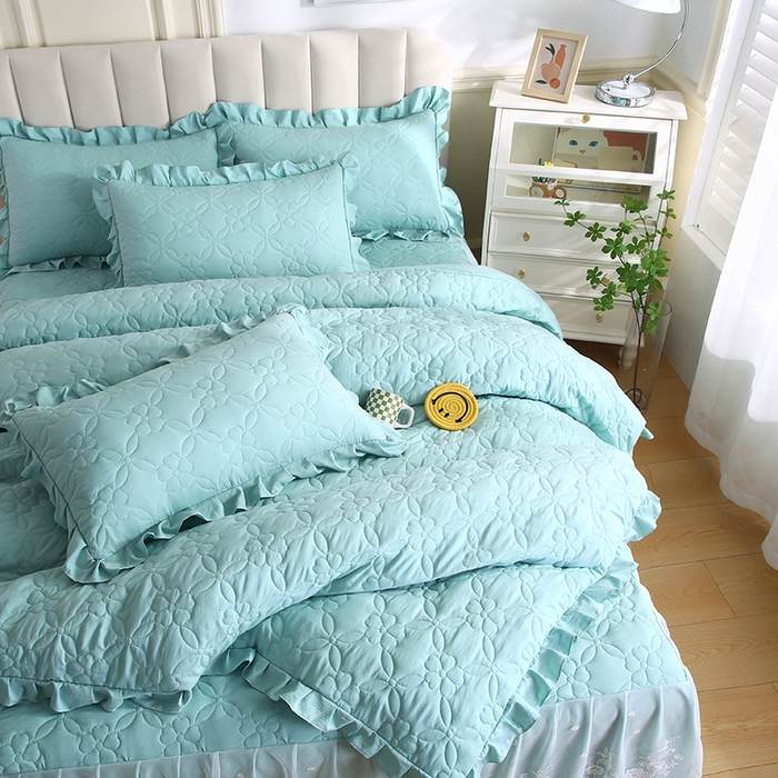 91家纺网 家纺一手货源 找家纺 怡源梦 2026新款清新雅致四件套 浅兰