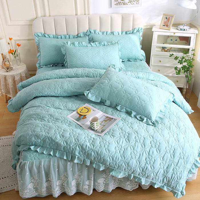 91家纺网 家纺一手货源 找家纺 怡源梦 2026新款清新雅致四件套 浅兰