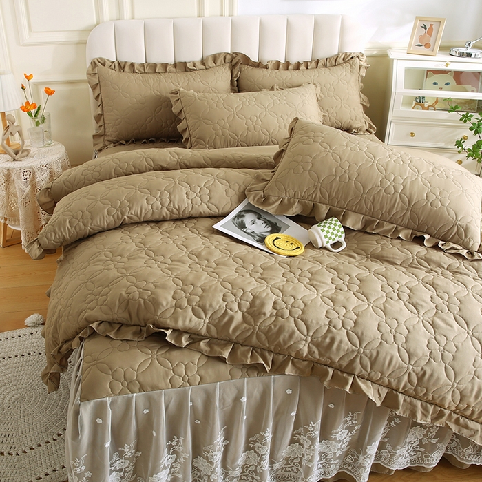 91家纺网 家纺一手货源 找家纺 怡源梦 2026新款清新雅致四件套 新黄绿