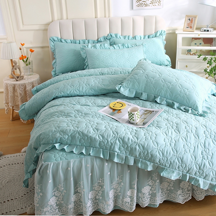 91家纺网 家纺一手货源 找家纺 怡源梦 2026新款清新雅致四件套 浅兰