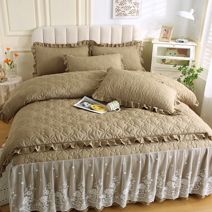 91家纺网 家纺一手货源 找家纺 怡源梦 2026新款清新雅致四件套 新黄绿