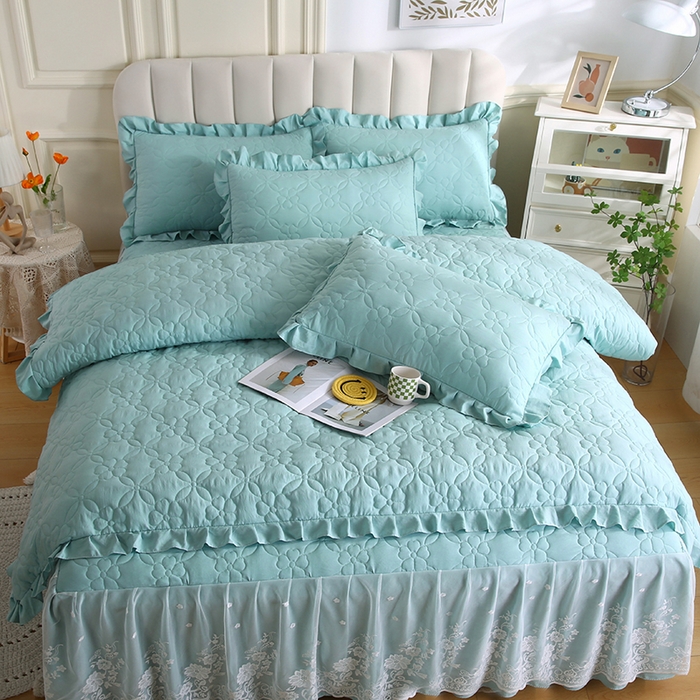 91家纺网 家纺一手货源 找家纺 怡源梦 2026新款清新雅致四件套 浅兰