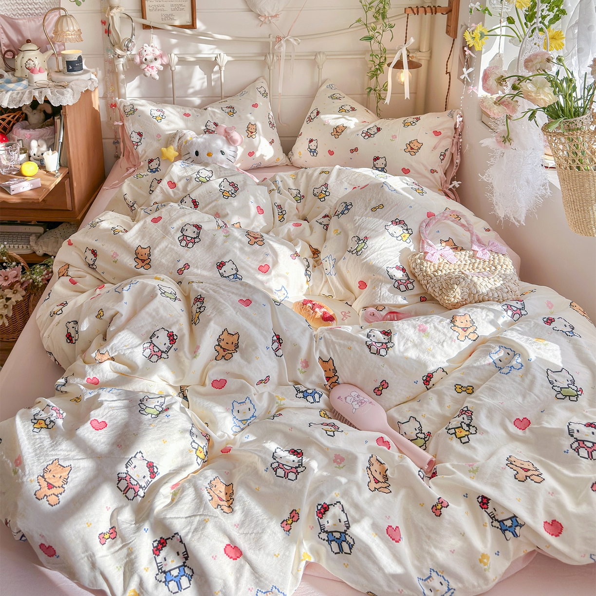 91家纺网 家纺一手货源 找家纺 （总）优选 2026新款小清新直播热卖款云感双层纱木棉四件套系列（小红书热款推荐）