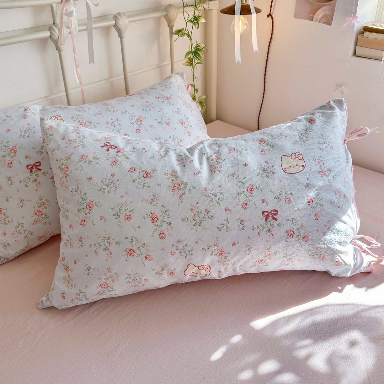 91家纺网 家纺一手货源 找家纺 优选 2026新款小清新直播热卖款云感双层纱木棉四件套系列（小红书热款推荐） 花甜喵