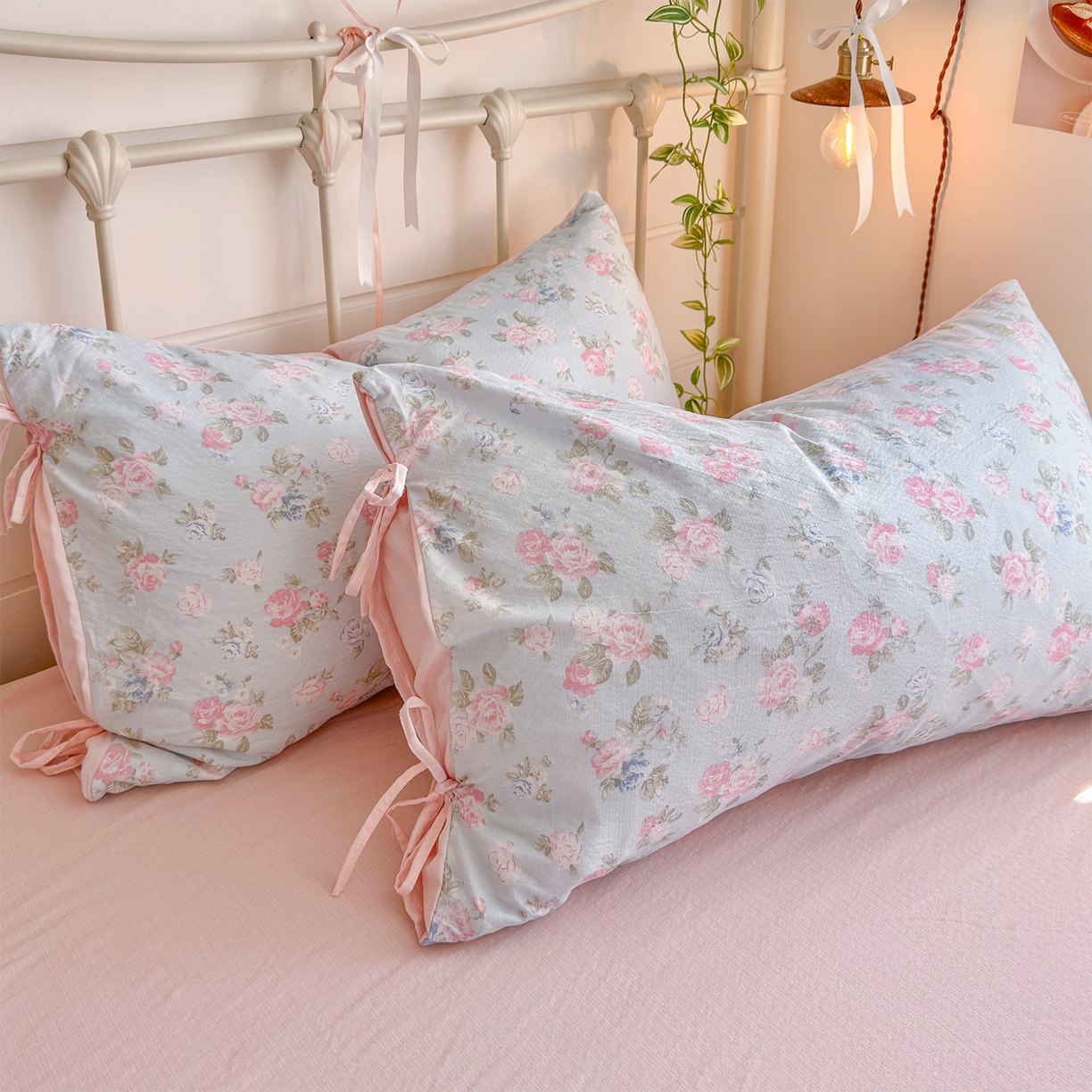 91家纺网 家纺一手货源 找家纺 优选 2026新款小清新直播热卖款云感双层纱木棉四件套系列（小红书热款推荐） 花韵