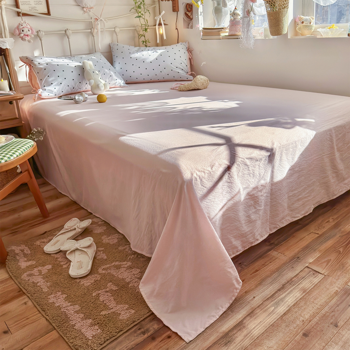 91家纺网 家纺一手货源 找家纺 优选 2026新款小清新直播热卖款云感双层纱木棉四件套系列（小红书热款推荐） 洛可可