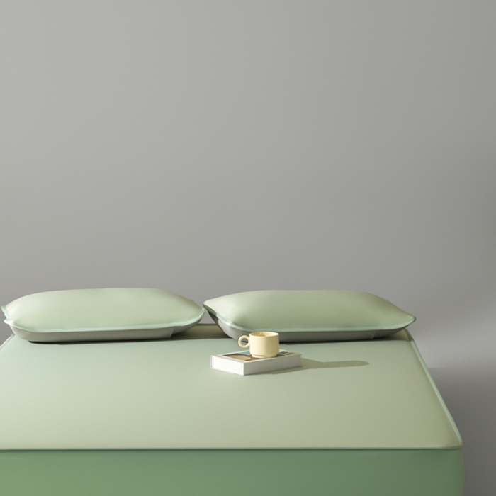 91家纺网 家纺一手货源 找家纺 禧澜庭 2026春夏新款锦纶凉感冰丝云母凉席可水洗折叠床笠空调席 柳青绿