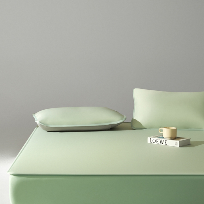 91家纺网 家纺一手货源 找家纺 禧澜庭 2026春夏新款锦纶凉感冰丝云母凉席可水洗折叠床笠空调席 柳青绿