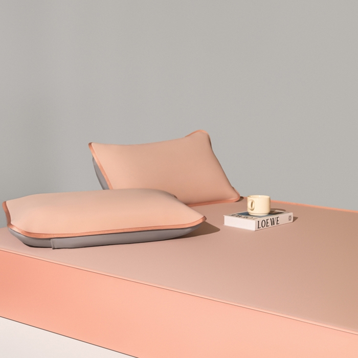 91家纺网 家纺一手货源 找家纺 禧澜庭 2026春夏新款锦纶凉感冰丝云母凉席可水洗折叠床笠空调席 玉桂粉