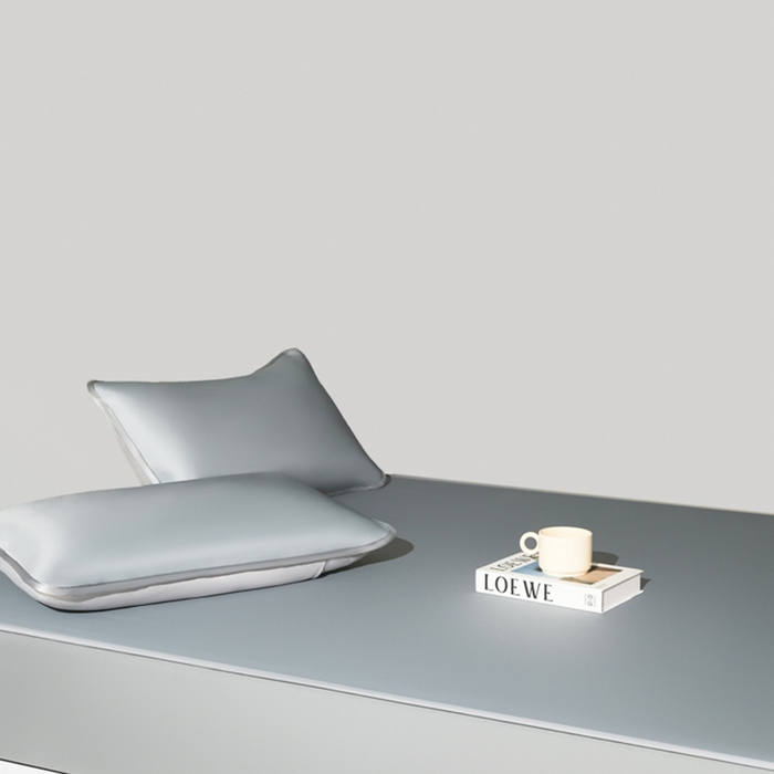 91家纺网 家纺一手货源 找家纺 禧澜庭 2026春夏新款锦纶凉感冰丝云母凉席可水洗折叠床笠空调席 经典灰