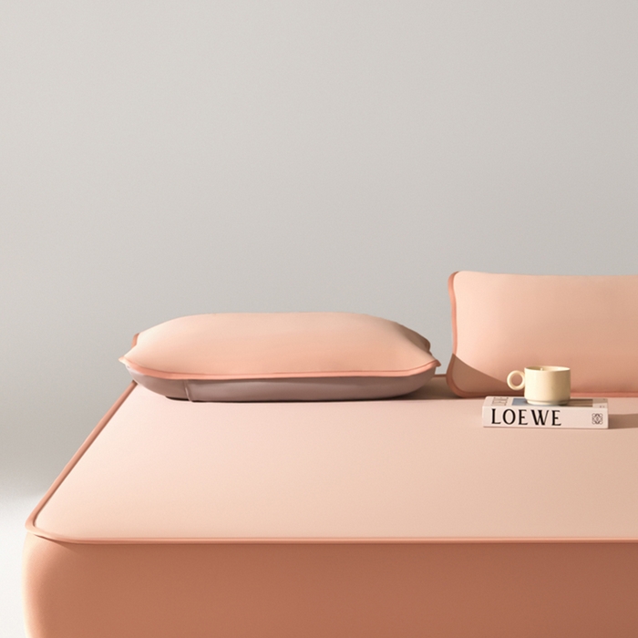 91家纺网 家纺一手货源 找家纺 禧澜庭 2026春夏新款锦纶凉感冰丝云母凉席可水洗折叠床笠空调席 玉桂粉