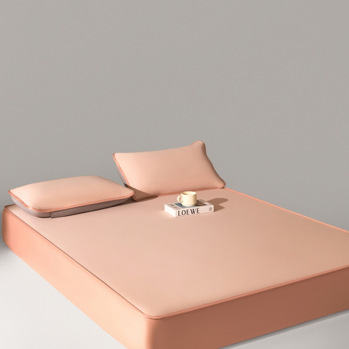 91家纺网 家纺一手货源 找家纺 禧澜庭 2026春夏新款锦纶凉感冰丝云母凉席可水洗折叠床笠空调席 玉桂粉