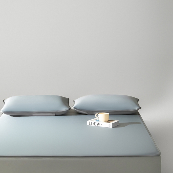 91家纺网 家纺一手货源 找家纺 禧澜庭 2026春夏新款锦纶凉感冰丝云母凉席可水洗折叠床笠空调席 经典灰