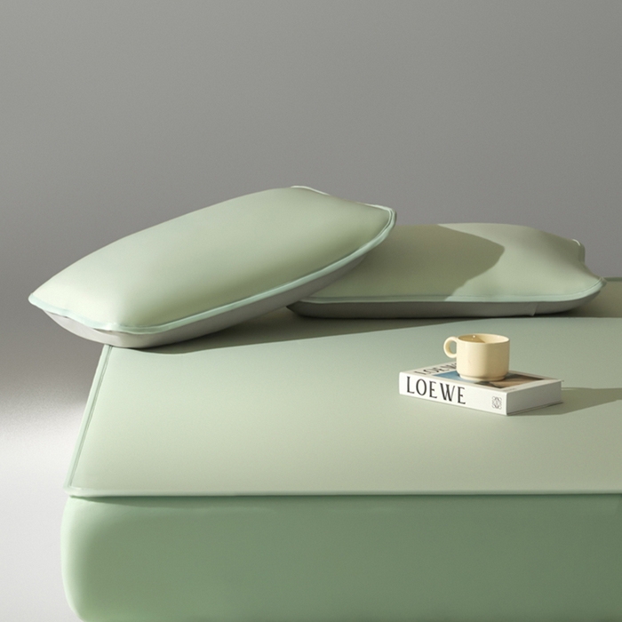 91家纺网 家纺一手货源 找家纺 禧澜庭 2026春夏新款锦纶凉感冰丝云母凉席可水洗折叠床笠空调席 柳青绿