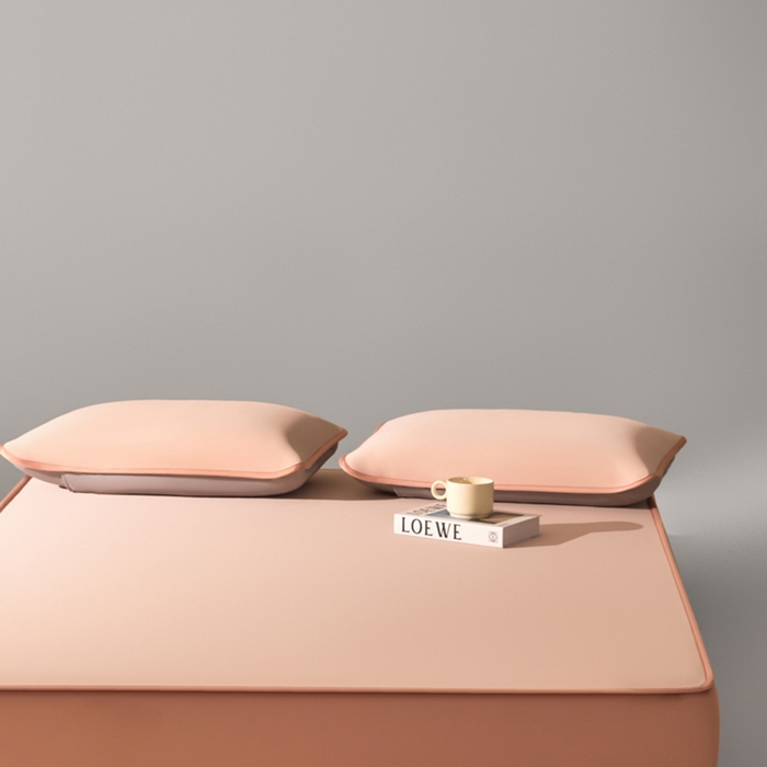 91家纺网 家纺一手货源 找家纺 禧澜庭 2026春夏新款锦纶凉感冰丝云母凉席可水洗折叠床笠空调席 玉桂粉