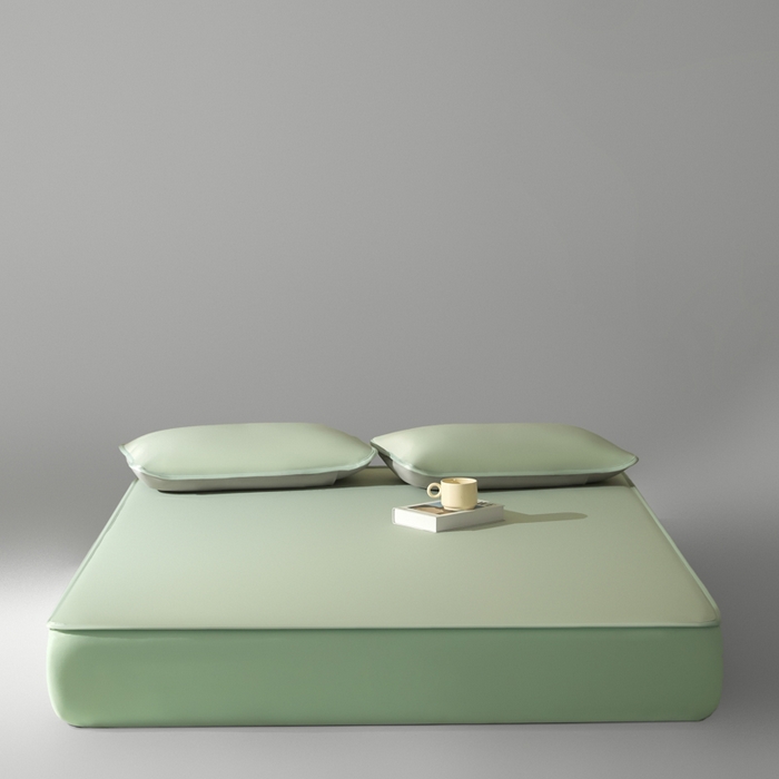 91家纺网 家纺一手货源 找家纺 禧澜庭 2026春夏新款锦纶凉感冰丝云母凉席可水洗折叠床笠空调席 柳青绿