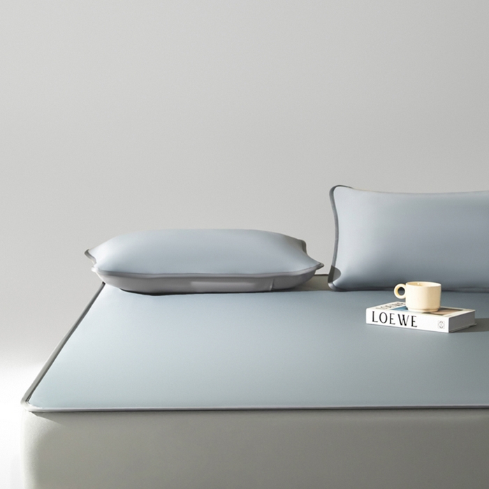 91家纺网 家纺一手货源 找家纺 禧澜庭 2026春夏新款锦纶凉感冰丝云母凉席可水洗折叠床笠空调席 经典灰