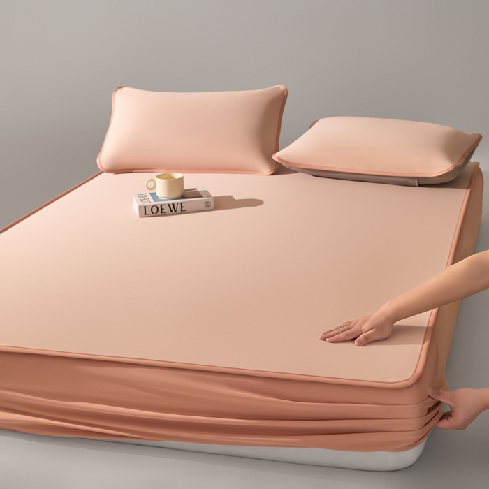 禧澜庭 2026春夏新款锦纶凉感冰丝云母凉席可水洗折叠床笠空调席 玉桂粉