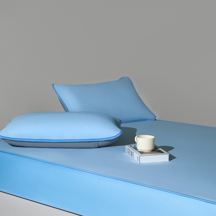 91家纺网 家纺一手货源 找家纺 禧澜庭 2026春夏新款锦纶凉感冰丝云母凉席可水洗折叠床笠空调席 冰川蓝